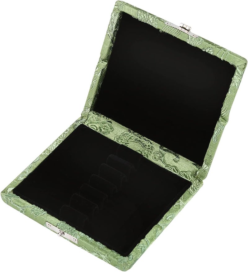 Kodrily 1Pcs Oboe Case, Bassoon Case, Wooden Silk Cloth Cover Case Holder, 3.54 x 3.15 x 0.78 Inch Layers Case Storage Box for 6pcs Oboe Protect Container Oboe Accessories (Green) - Image 2